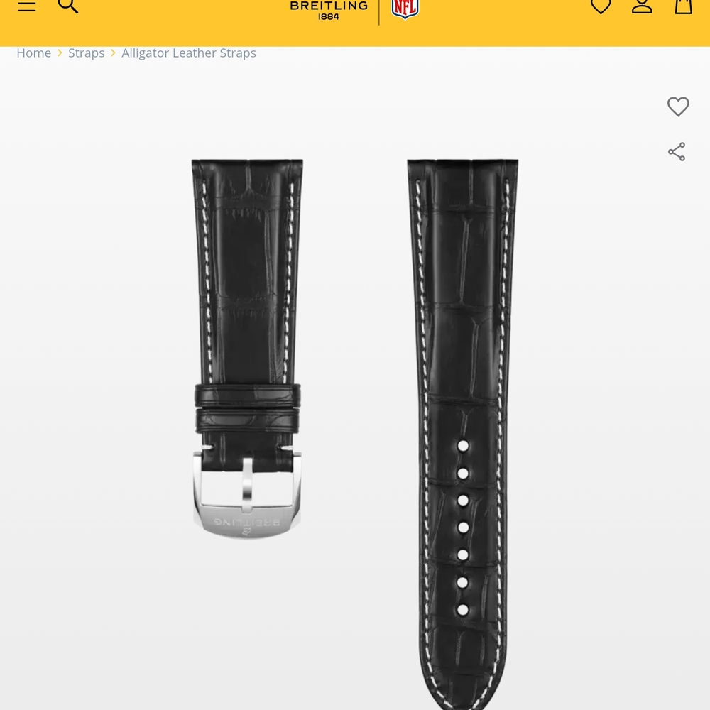 Authentic Breitling Black Alligator Leather Strap 24MM